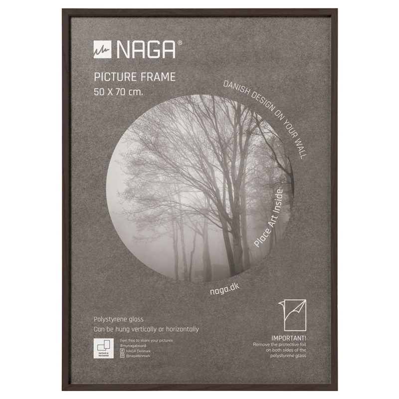 Naga fotoramme 50x70cm med ramme i massivt m&oslash;rkt egetr&aelig;