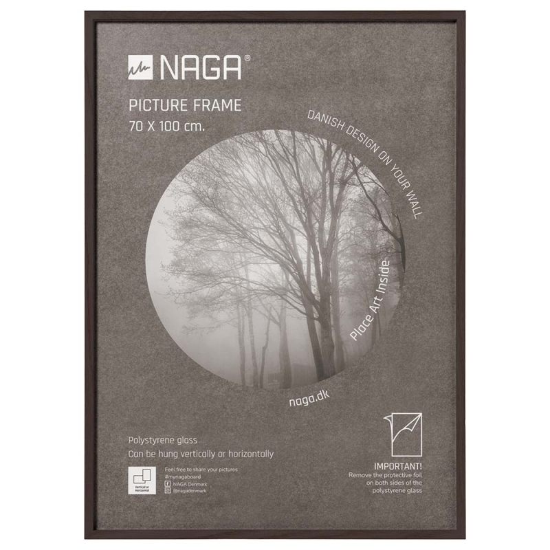 Naga fotoramme 70x100cm med ramme i massivt m&oslash;rkt egetr&aelig;