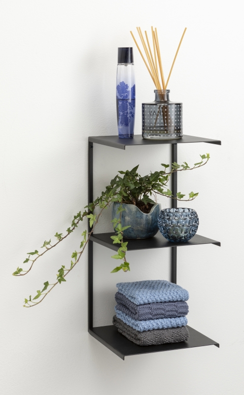 Naga tredobbelt hylde 20 cm i sort metal | Outlet