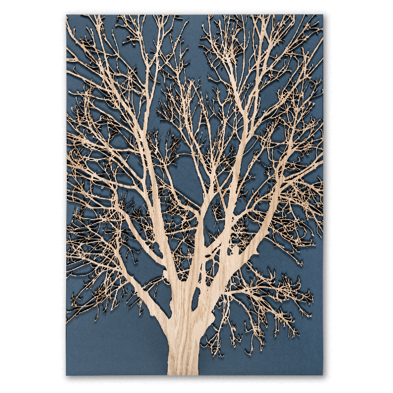 Natur træ i FSC certificeret egefiner 42x60cm blå
