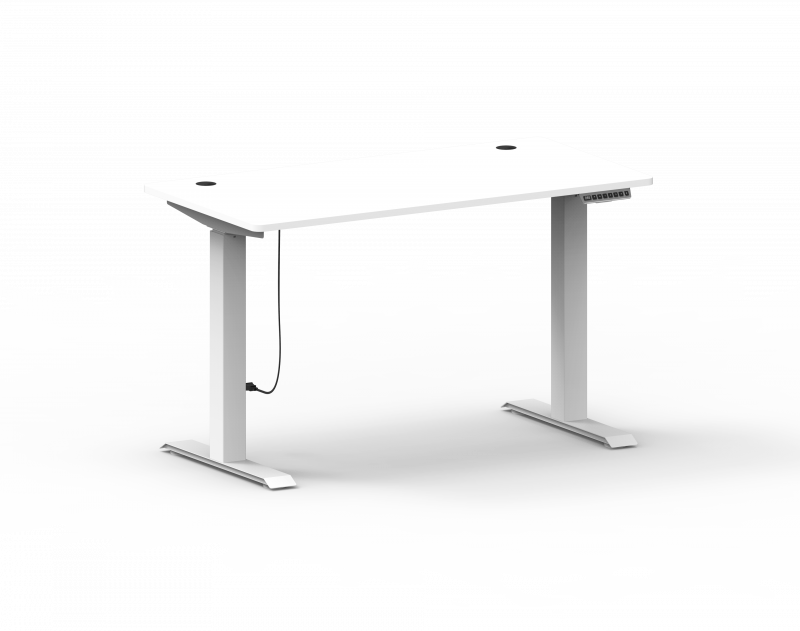 Office hæve-sænkebord 120x60cm hvid med hvidt stel