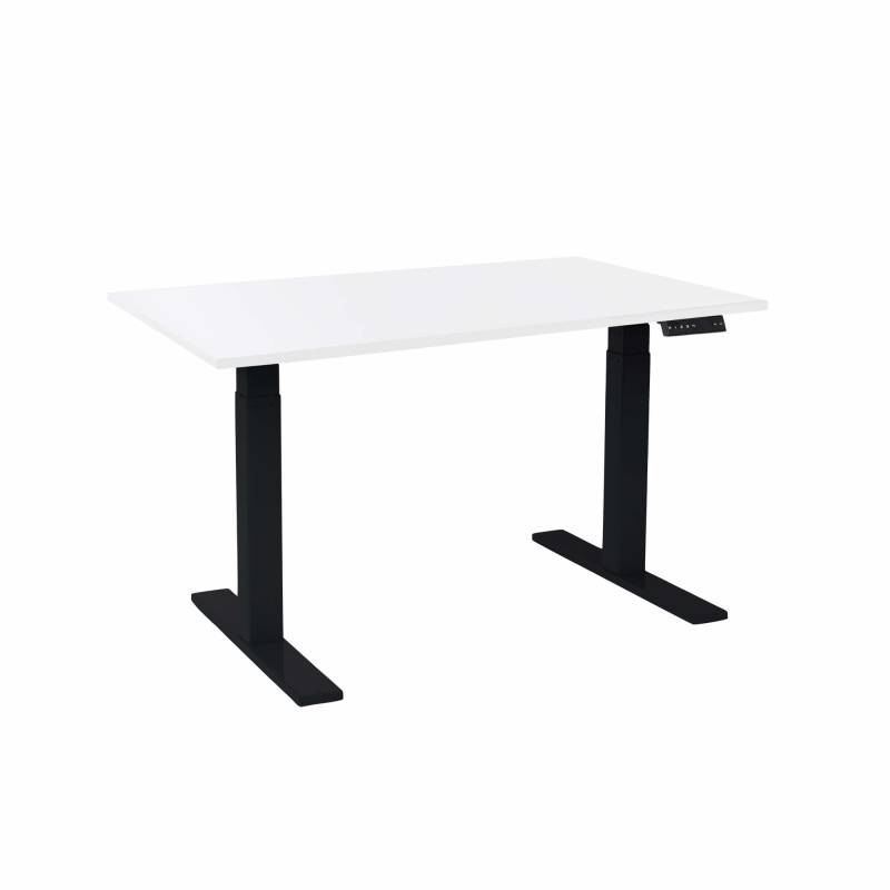 Office hæve sænkebord Corporate 80x120 cm, sort alu stel med hvid bordplade