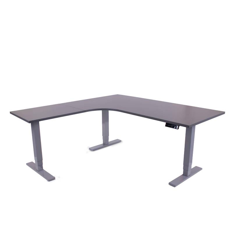 Office hjørne hæve sænkebord Corporate 200x200 cm, alu stel antracit bordplade