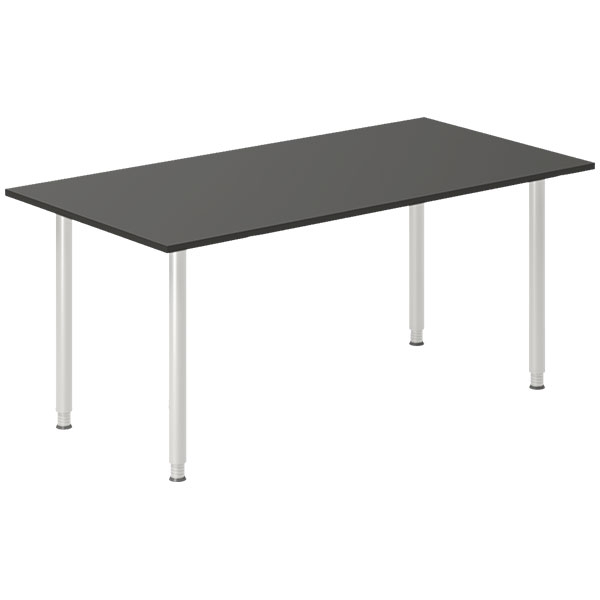 Office skrivebord 160x80cm antracit laminat med alugr&aring;t stel | Outlet