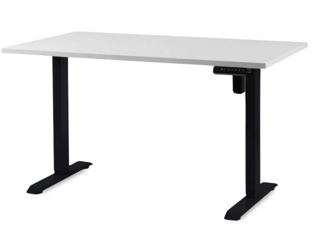 Operator II elektrisk h&aelig;ve s&aelig;nkebord 140x70 cm, sort stel hvid bordplade