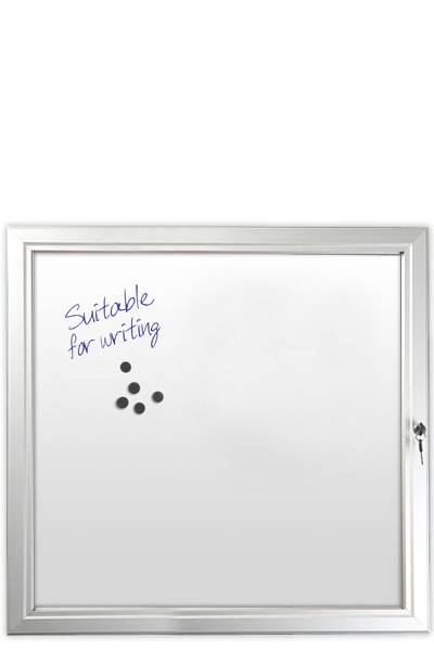 Opslagsskab med magnetisk whiteboard og lås 105x108cm
