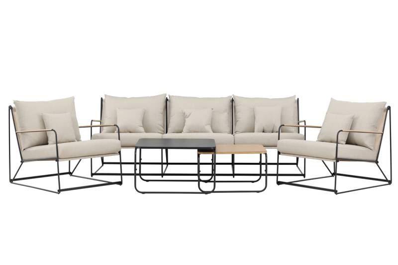 Palazzo sofasæt med sofa 2 stole og bord sort og beige