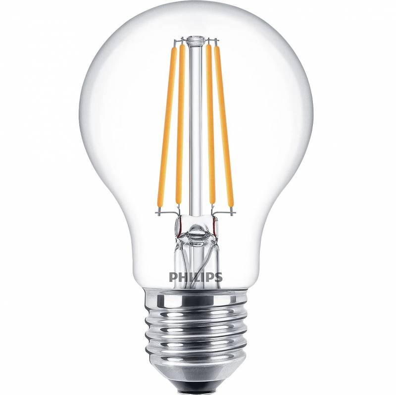 Philips LED Filament pære 60W A60 E27 klar, 3 stk