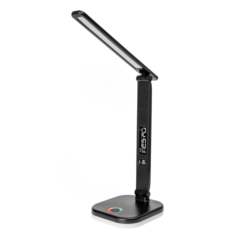Platinet Skrivebordslampe LED RGB tr&aring;dl&oslash;s opladning, sort