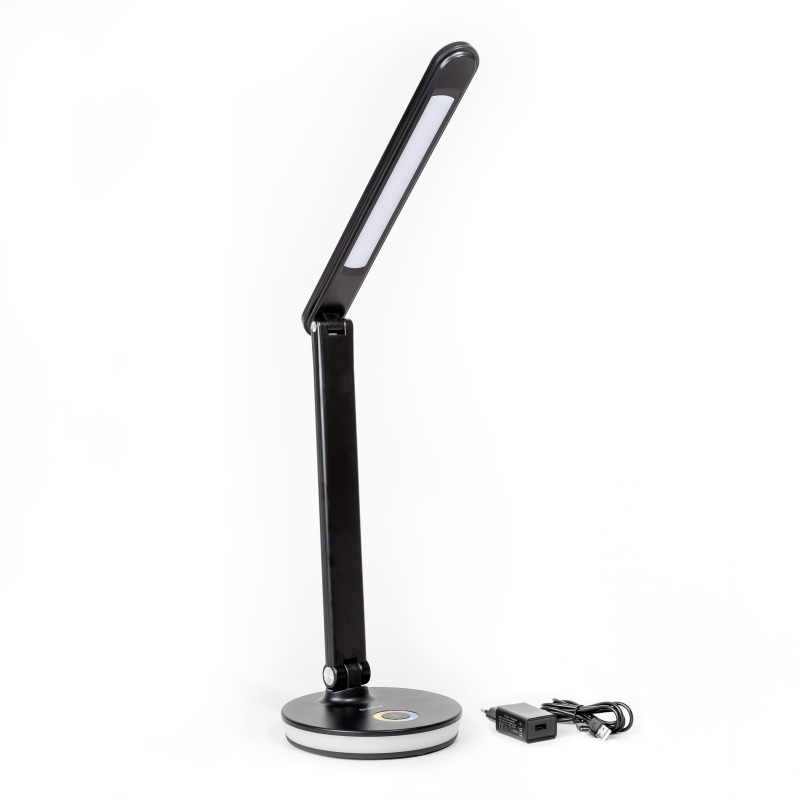 Platinet Skrivebordslampe RGB 12W med opladningsport, sort