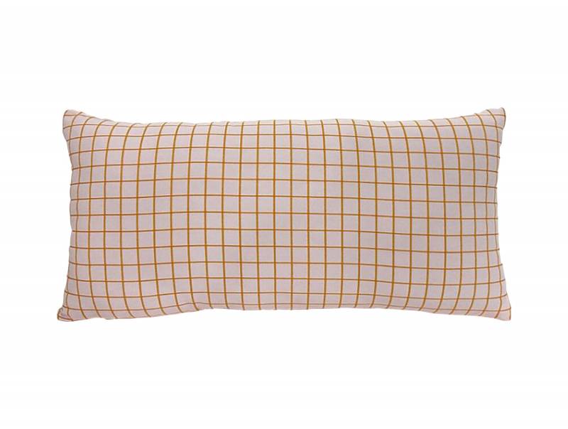 Pude Cushion Cuadro 25x6cm lyserød og orange