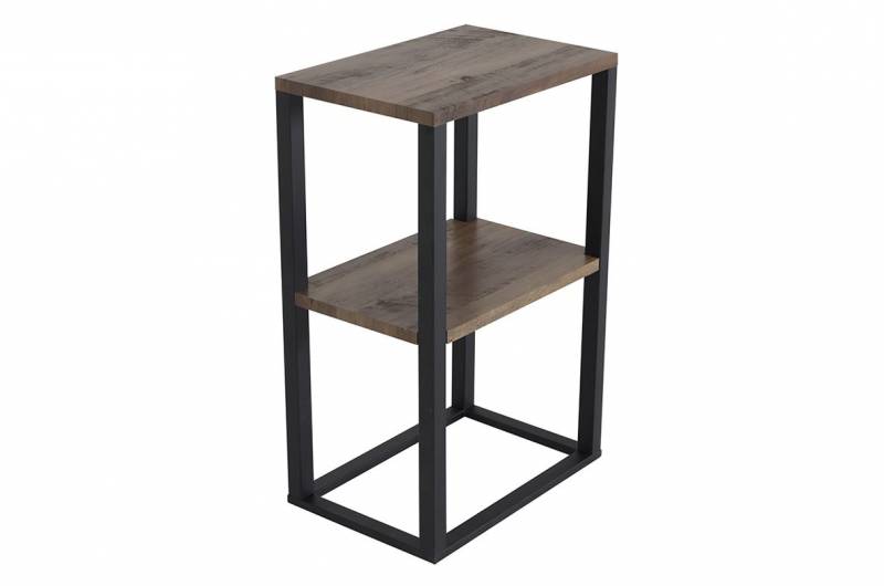 Rise hjørnebord med 2 hylder i teaklook 45x30cm sort