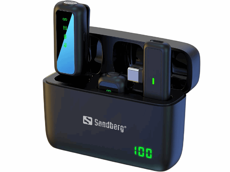 Sandberg Streamer USB-C Wireless Mic x2 sort