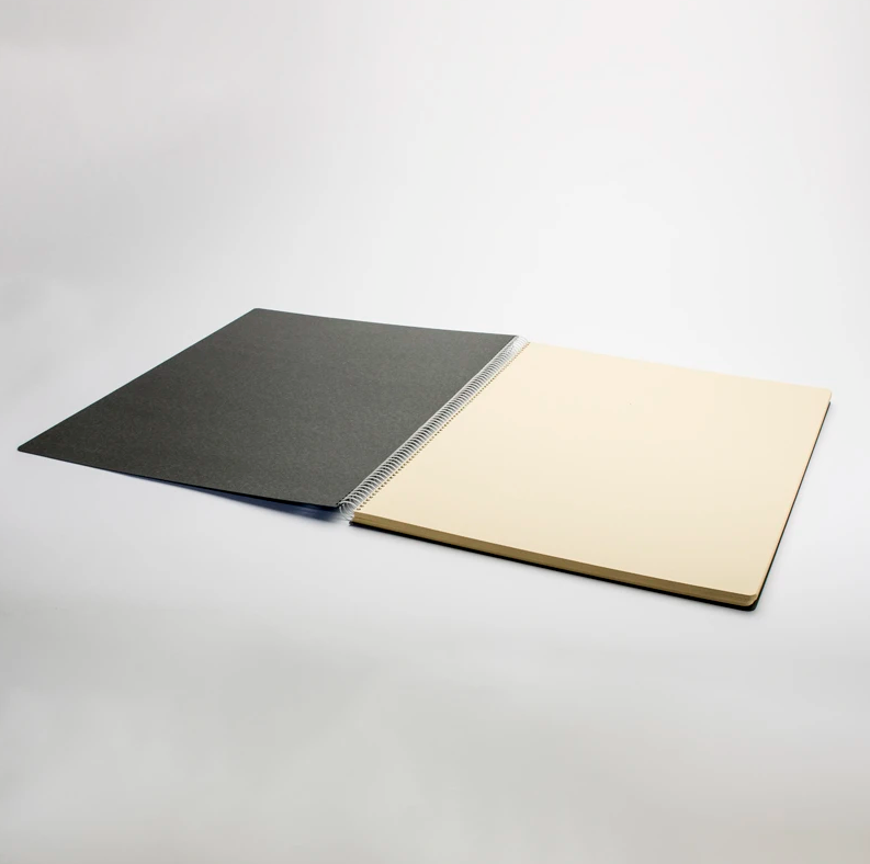 Scrapbog udklipsbog fiberpap A3 med 50 gule blade sort