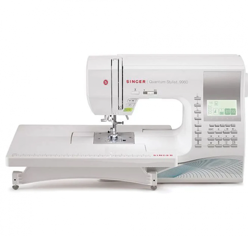 Singer Quantum Stylist 9960 symaskine gr&aring; og hvid