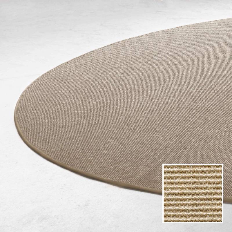 Sisal Boucle gulvt&aelig;ppe rundt &Oslash;120cm lys natur