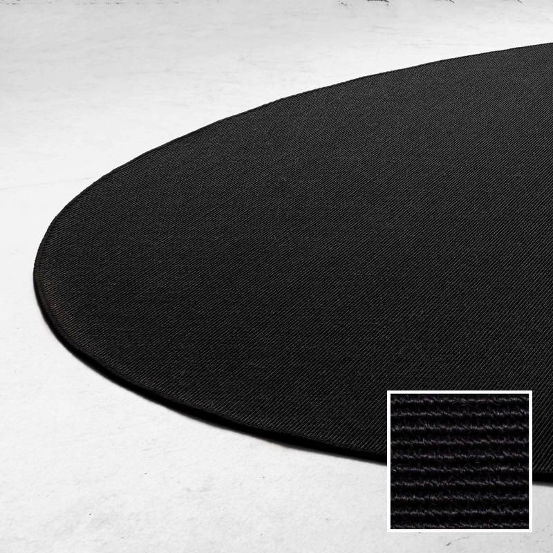 Sisal Boucle gulvt&aelig;ppe rundt &Oslash;90cm sort