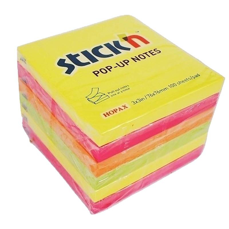 Stick'N selvklæbende Z-fold 76x76mm lemon, magenta, orange