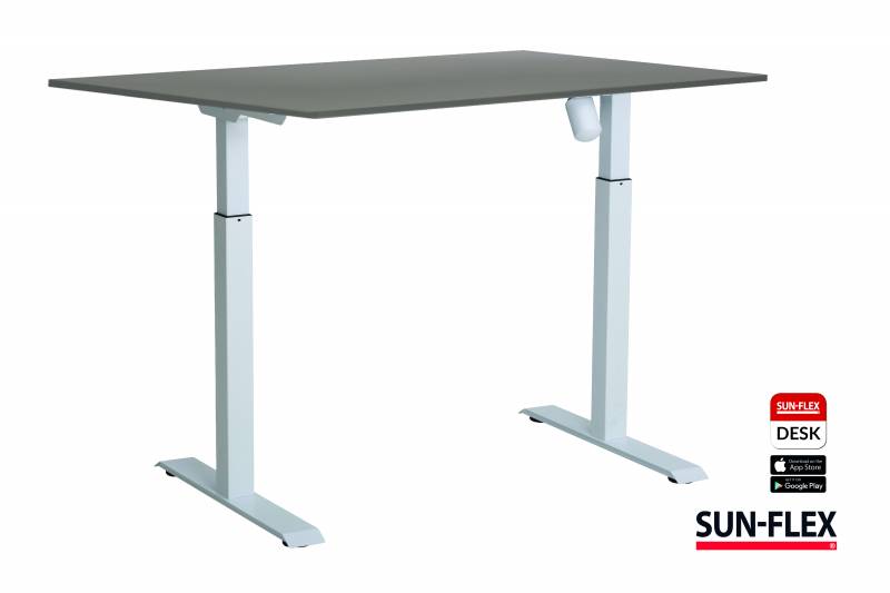 Sun-Flex Easydesk II hæve-sænkebord 120x80cm grå med hvidt stel