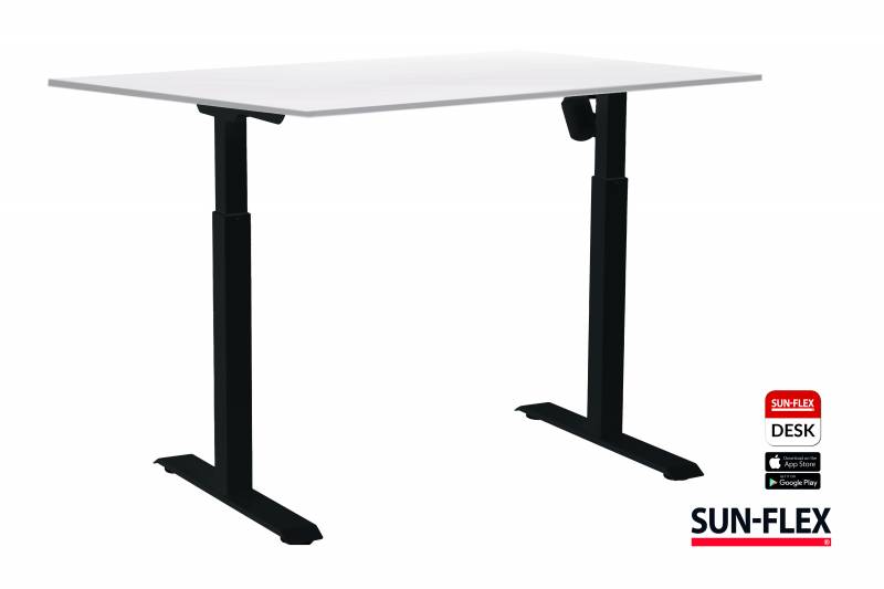 Sun-Flex Easydesk II hæve-sænkebord 160x80cm hvid med sort stel