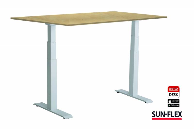 Sun-Flex Easydesk VI hæve-sænkebord 160x80cm birk med hvidt stel