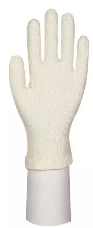 THOR Interlockhandske Str. 10 bomuld-polyester med krave i bomuld hvid