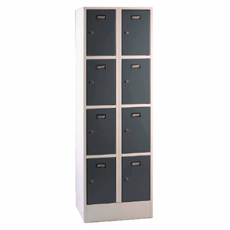 Office personaleskab 2x4 rum med cylinderlås mørkegrå