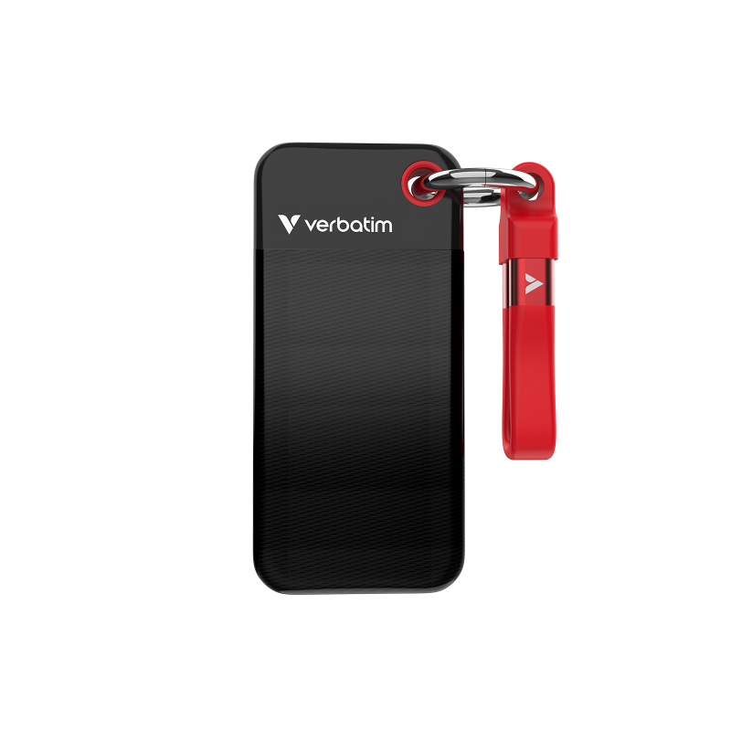 VERBATIM USB 3.2 Gen 2 512GB Pocket SSD, sort-r&oslash;d
