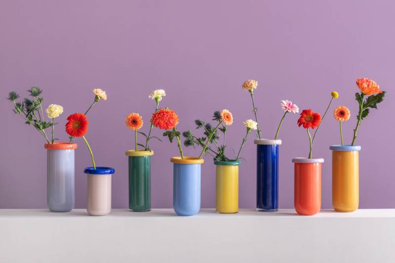 Vase Plegado &Oslash;12,5cm glas gr&oslash;n og gul