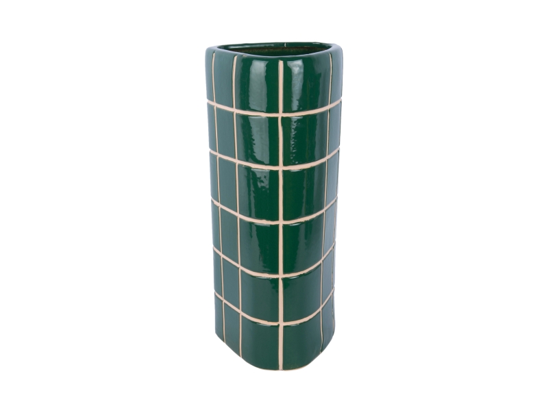 Vase Retro Tiles 15x37cm keramik gr&oslash;n