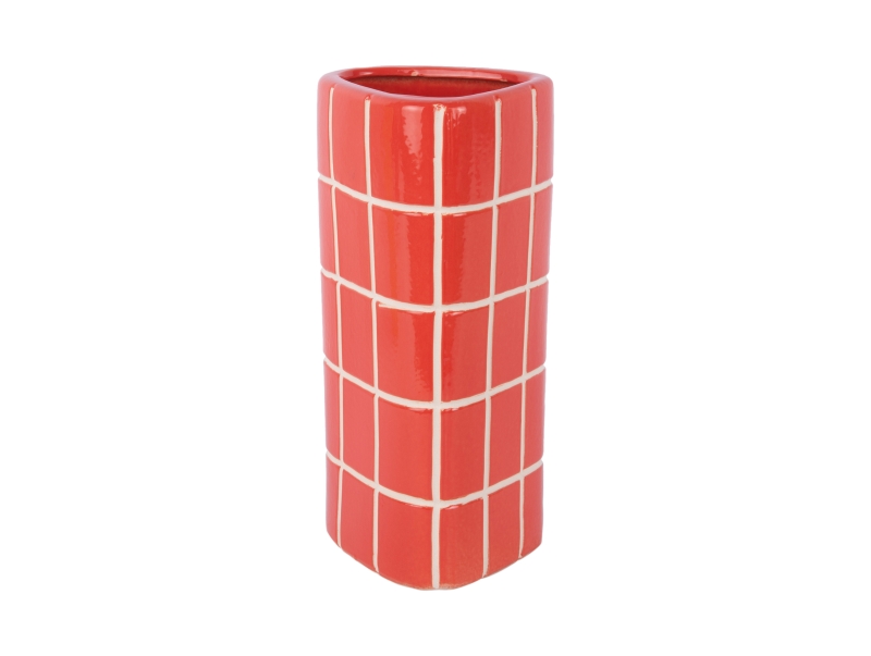 Vase Retro Tiles 15x37cm keramik r&oslash;d