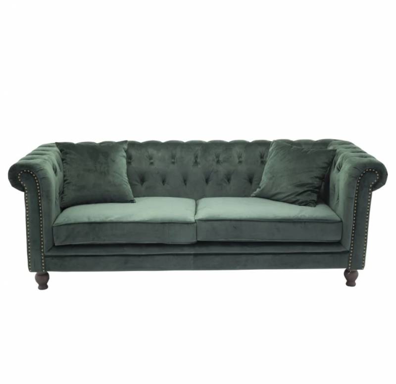 Velvet 3-personers sofa 217cm grøn velour og træ
