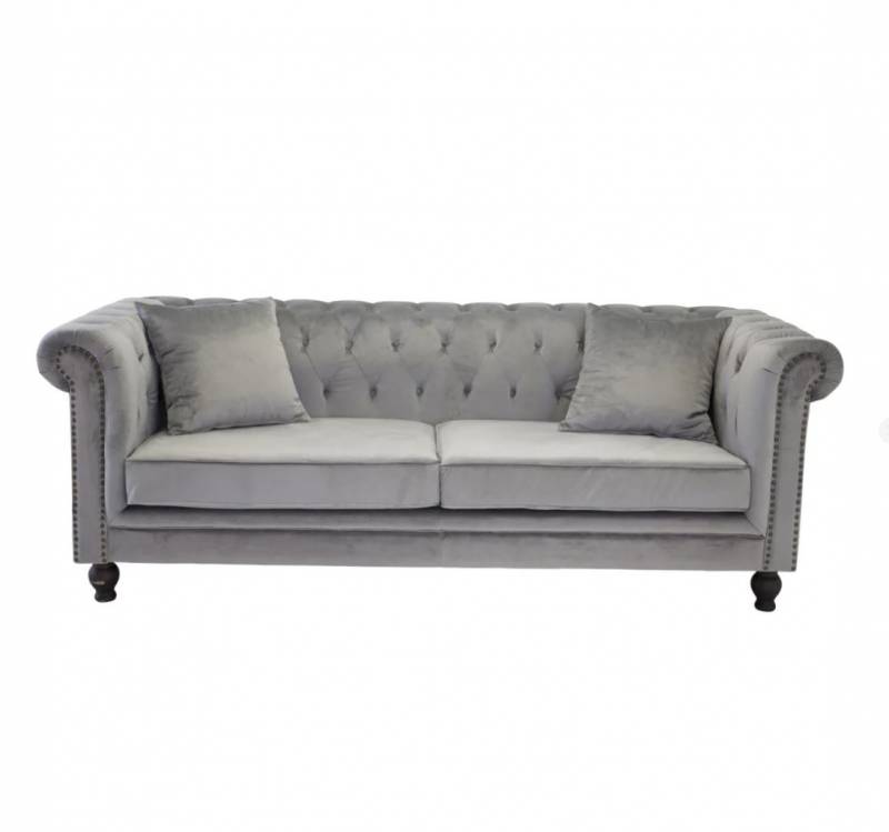 Velvet 3-personers sofa 217cm lys grå velour og træ