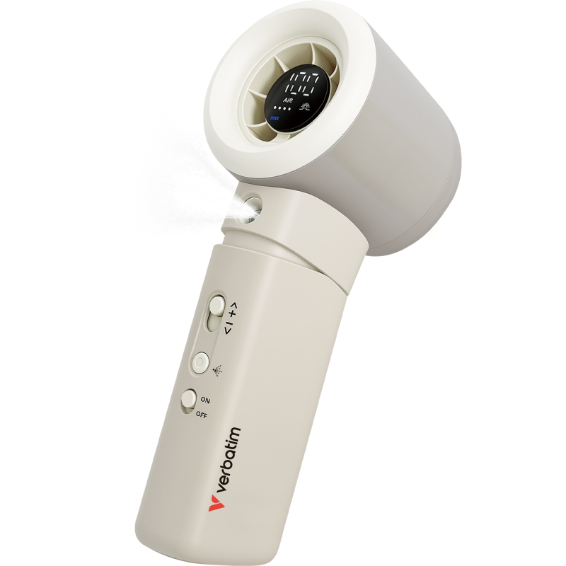 Verbatim Cool 'n' Go Aqua Breeze h&aring;ndholdt ventilator hvid/s&oslash;lv