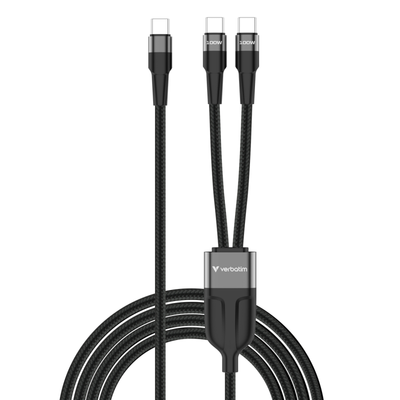 Verbatim Sync&Charge USB-C to Dual cable 100W 150cm gr&aring;