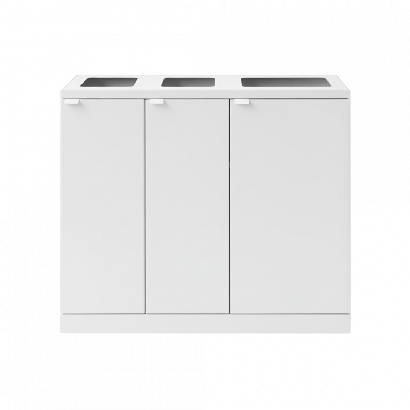 Bica 829 affaldsbeholder 225 liter med 3 rum 2x65 + 1x95 liter hvid