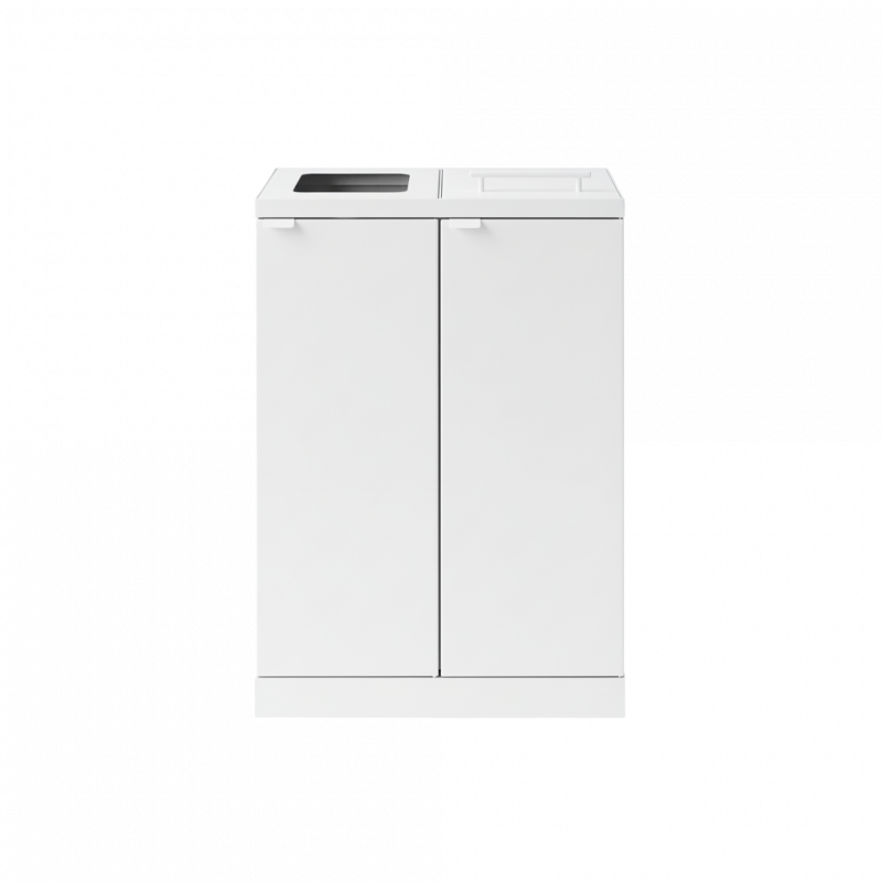 Bica 874 affaldsbeholder 2x65 liter åben og med låg hvid