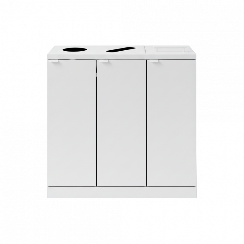 Bica 875 affaldsbeholder 3x65 liter med formet indkast og låg  hvid