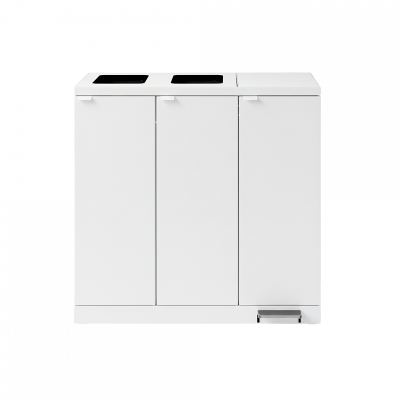 Bica 973 affaldsbeholder 3x65 liter åben og med låg og pedal hvid