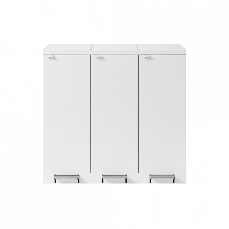 Bica 976 affaldsbeholder 3x65 liter med fodpedaler hvid