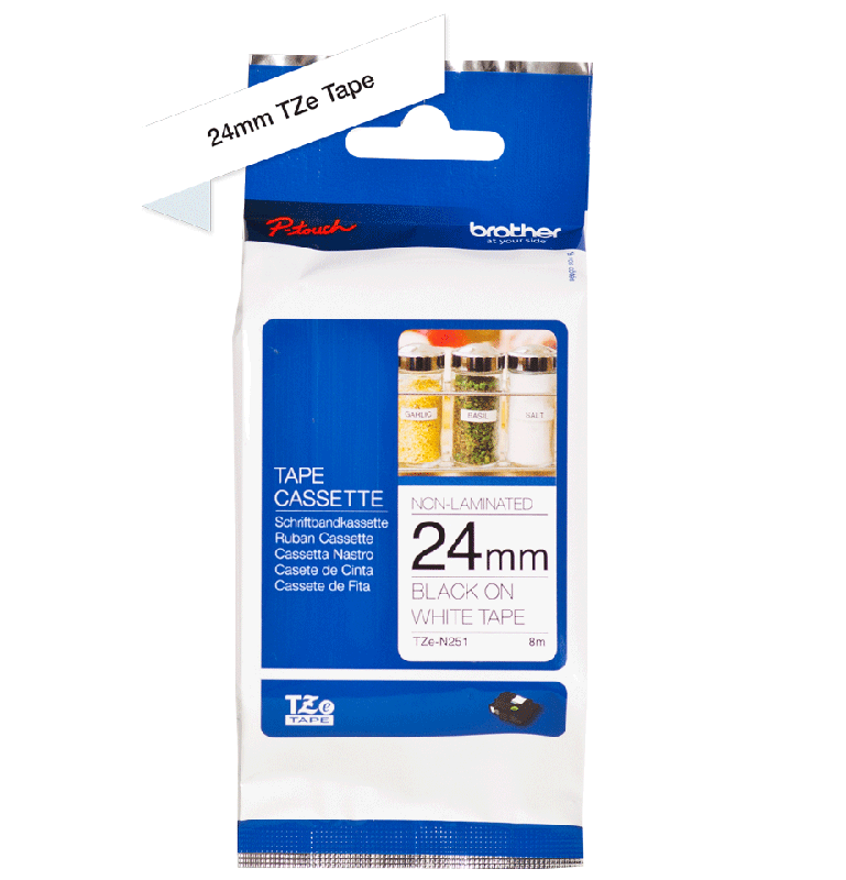 Brother tape TZe-N251 24mm sort på hvid