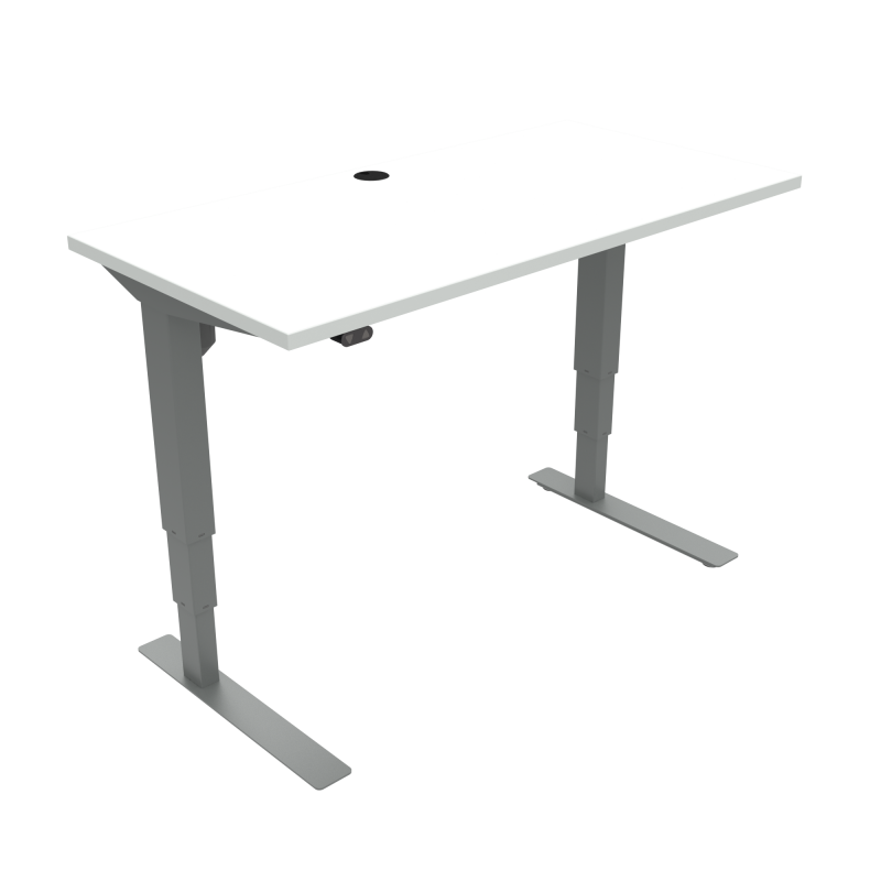 ConSet 501-37 hæve-sænke bord 120x60cm hvid med sølv stel