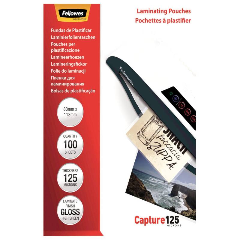 Fellowes lamineringslommer 83x113mm 125mic blank