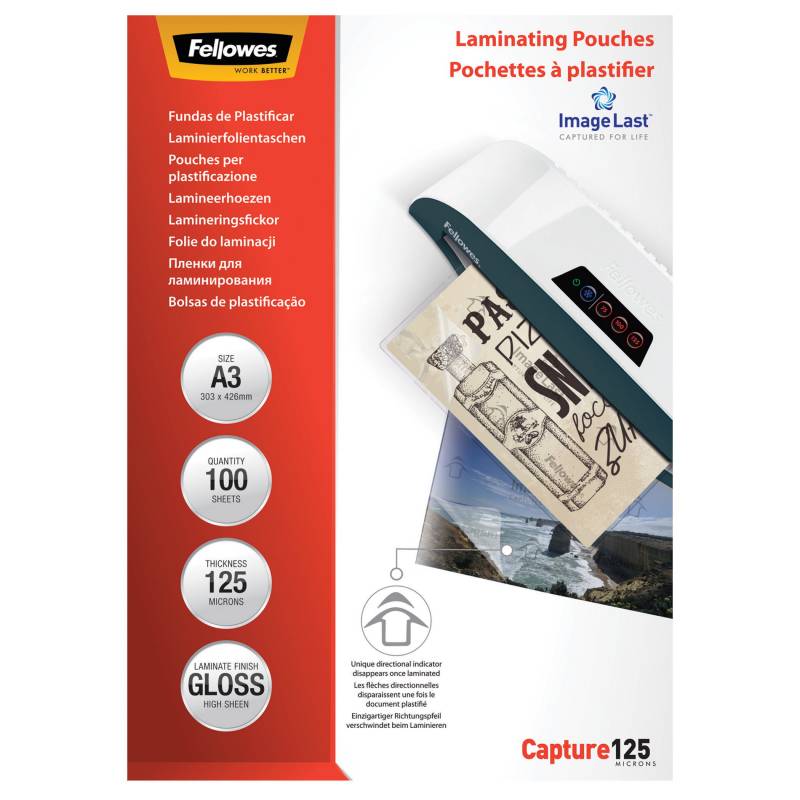 Fellowes lamineringslommer A3 125 mic blank