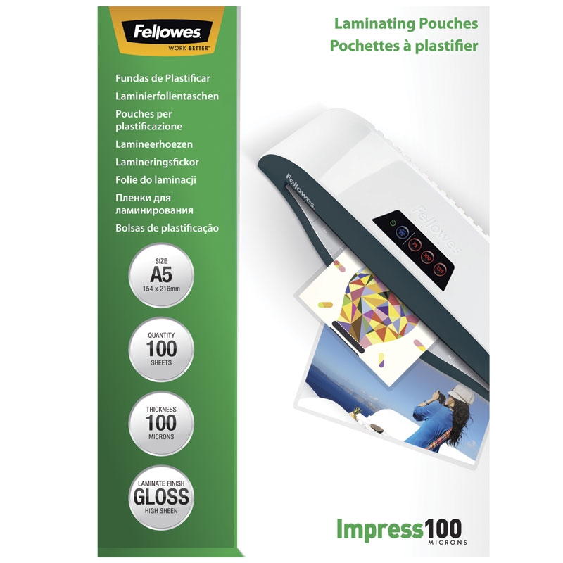 Fellowes lamineringslommer A5 100 mic blank