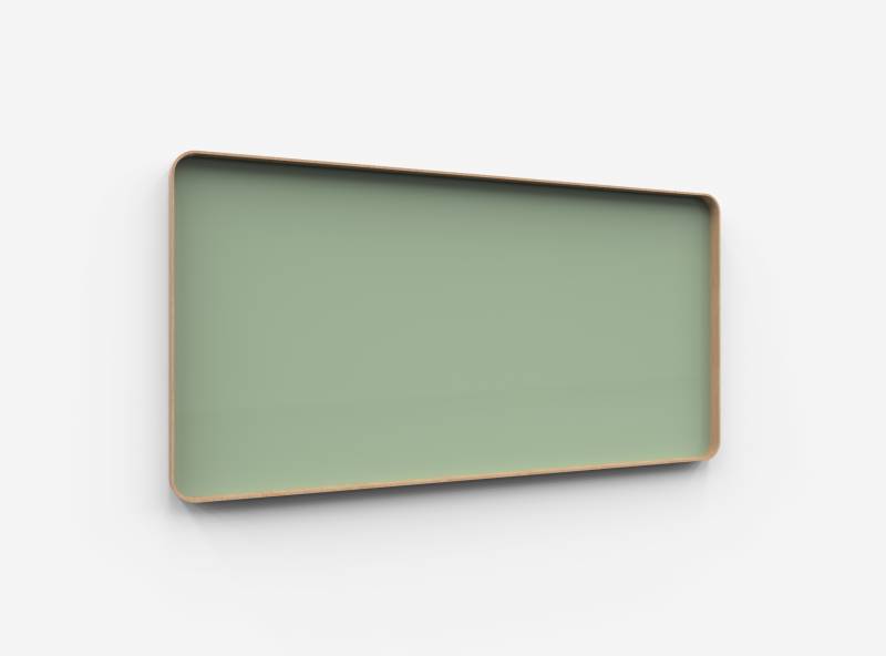 Lintex Frame Wall glastavle med egetræsramme 200x100cm Gentle, støvet grøn