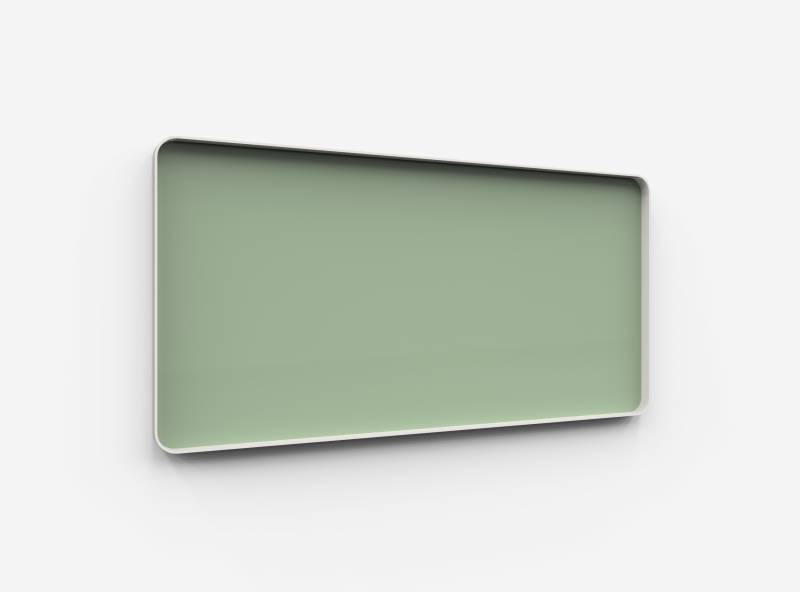 Lintex Frame Wall glastavle med grå ramme 200x100cm Gentle, støvet grøn