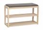 Baenk-med-skohylder-80x30cm-moerkegraa-stof-og-eg-1