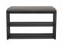 Baenk-med-skohylder-80x30cm-moerkegraa-stof-og-sort-eg